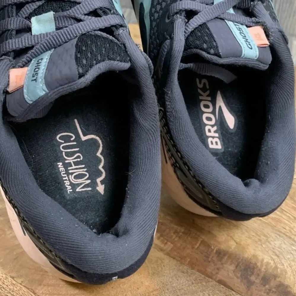 Brooks Ghost 14 Women Running Jogging Walking Sneakers Shoes 11‎ Black Pink Teal